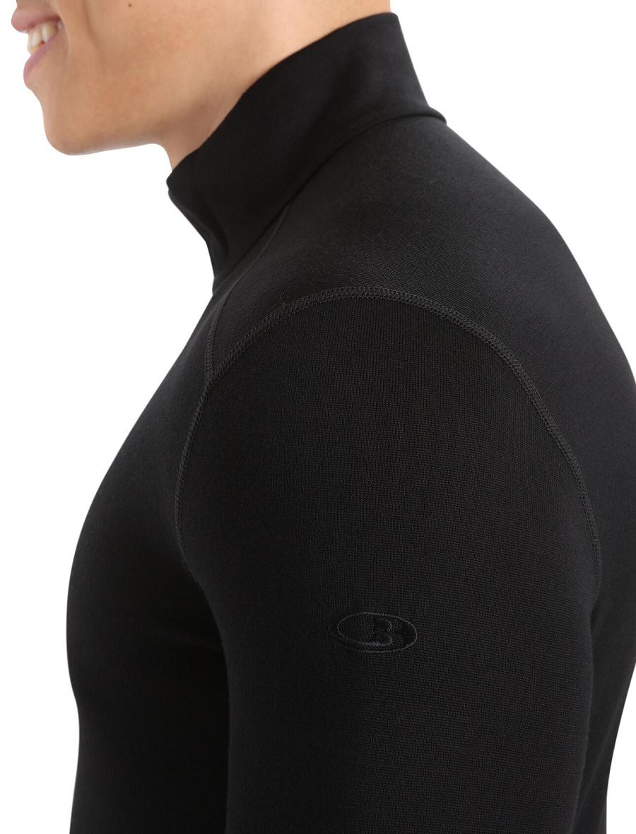 Icebreaker Merino 260 Tech Long Sleeve Half Zip Thermal Top Férfi Base Layers Fekete | HU 1387UZGT